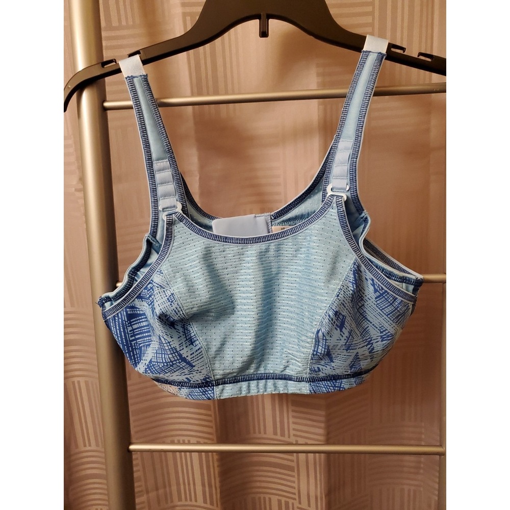 Glamorise 1167‎ Sport Adjustable Elite Performance Blue Sports Bra Sz 36B